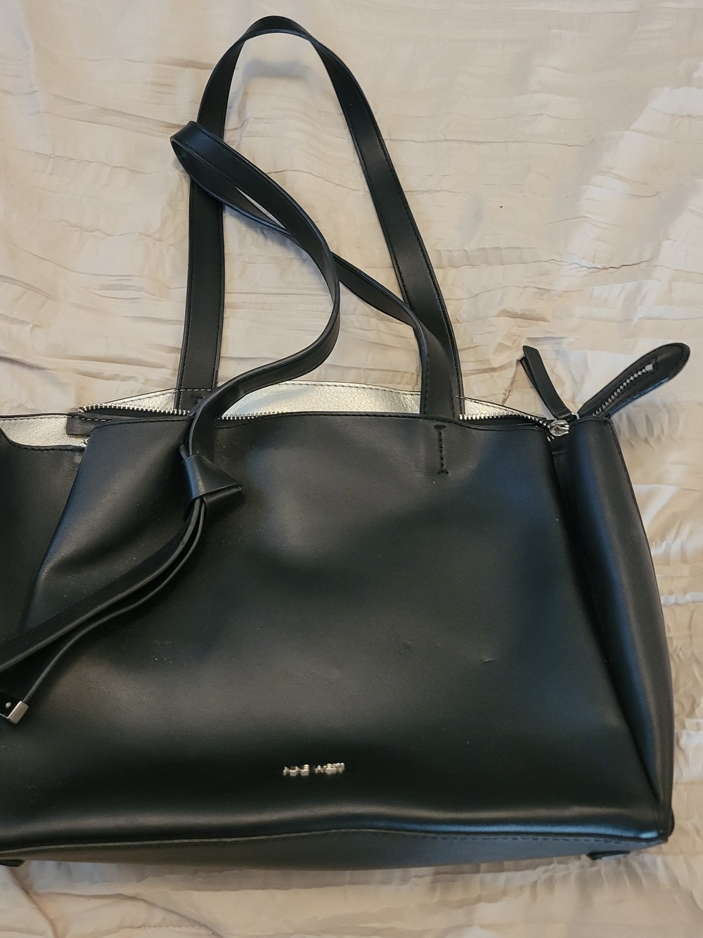 Nine West Black Shoulder Tote with Silver Trim